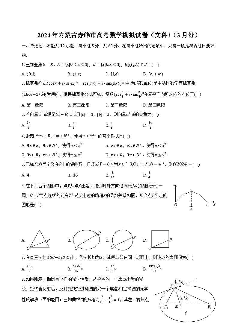2024年内蒙古赤峰市高考数学模拟试卷(文科)(3月份)(含解析)第1页