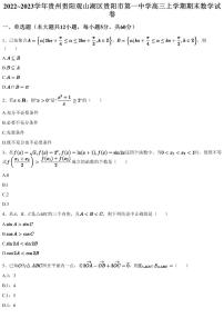 2022~2023学年贵州贵阳观山湖区贵阳市第一中学高三上学期期末数学试卷