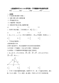 山西省晋中市2022-2023学年高一下学期期中考试数学试卷(含答案)