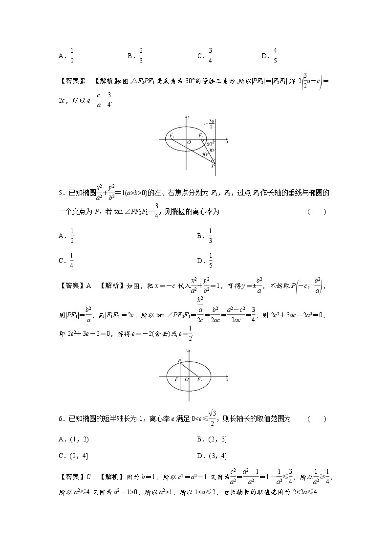 人教A版高中数学选择性必修第一册3-1-2椭圆的几何性质练习含答案02