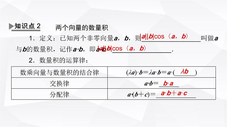 人教A版高中数学选择性必修第一册1-1-2空间向量的数量积运算课件第6页