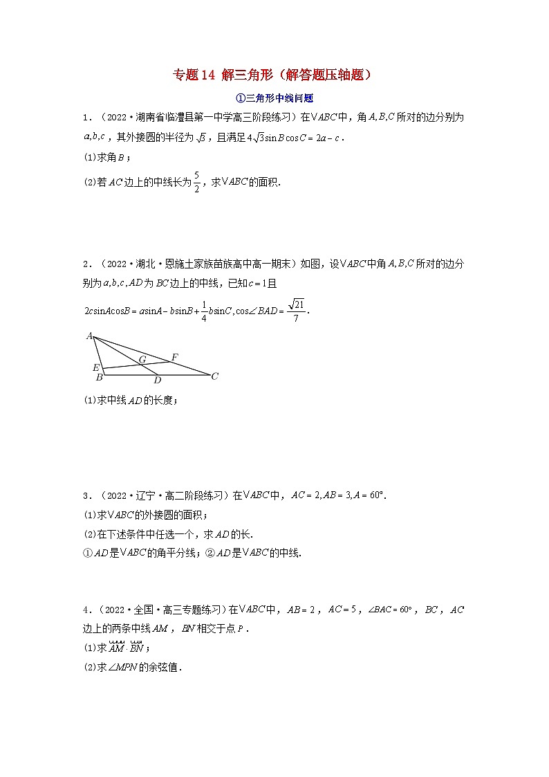 新高考版2023年高考数学必刷压轴题专题14解三角形解答题压轴题(学生版)01