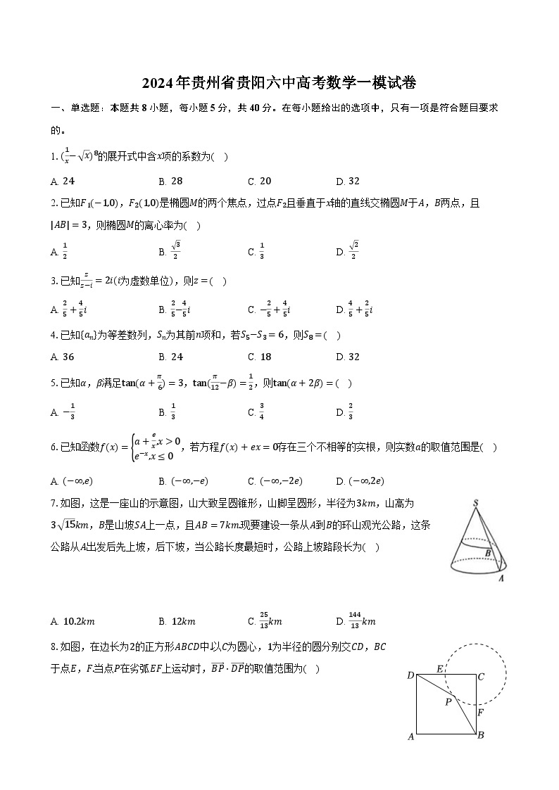 2024年贵州省贵阳六中高考数学一模试卷（含解析）01