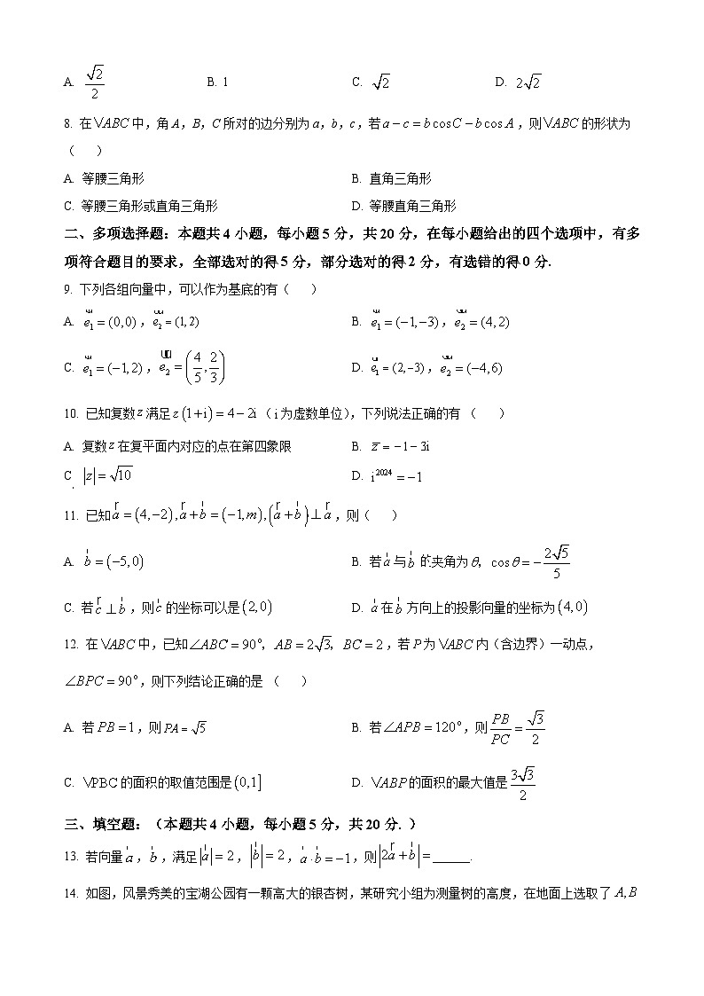 宁夏银川市唐徕中学2023-2024学年高一下学期4月月考数学试卷(原卷版)第2页
