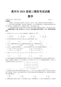 2024届惠州高三一模数学试题+答案