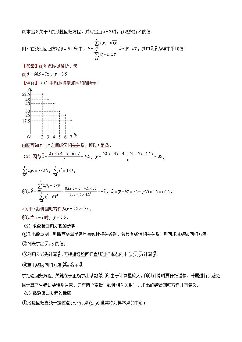 人教A版高中数学(选择性必修三)同步讲义第20讲 8.2 一元线性回归模型及其应用(8.2.1一元线性回归模型+8.2.2一元线性回归模型参数的最小二乘法估计)(2份打包,原卷版+教师版)03