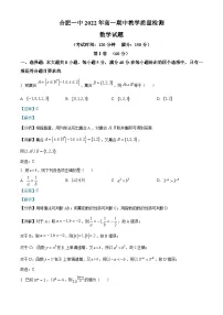 安徽省合肥市第一中学2022-2023学年高一上学期期中数学试卷（Word版附解析）