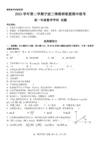 浙江省宁波市三锋教研联盟2023-2024学年高一下学期期中联考数学试卷