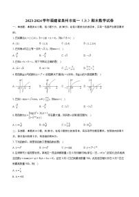 2023-2024学年福建省泉州市高一（上）期末数学试卷(含详细答案解析)