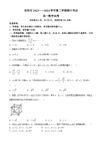 河南省洛阳市2023-2024学年高一下学期4月期中考试数学试卷（Word版附答案）