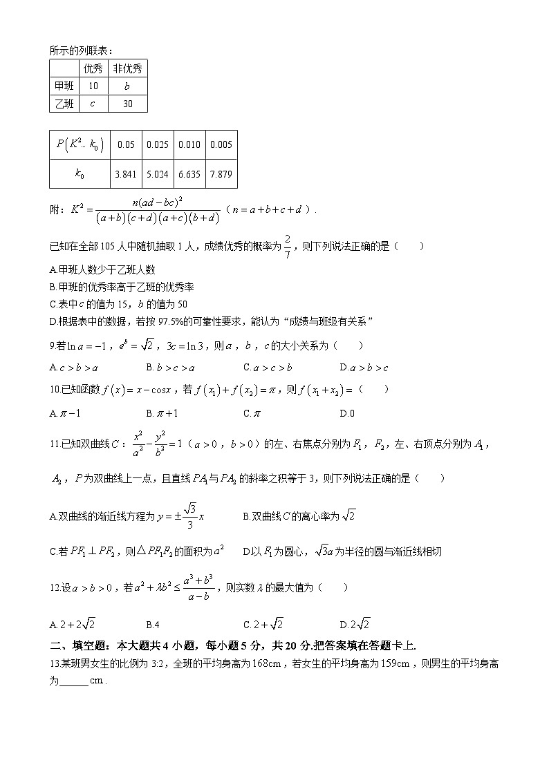 四川省成都市第七中学2024届高三下学期三诊模拟考试数学(文)试卷(Word版附答案)第2页