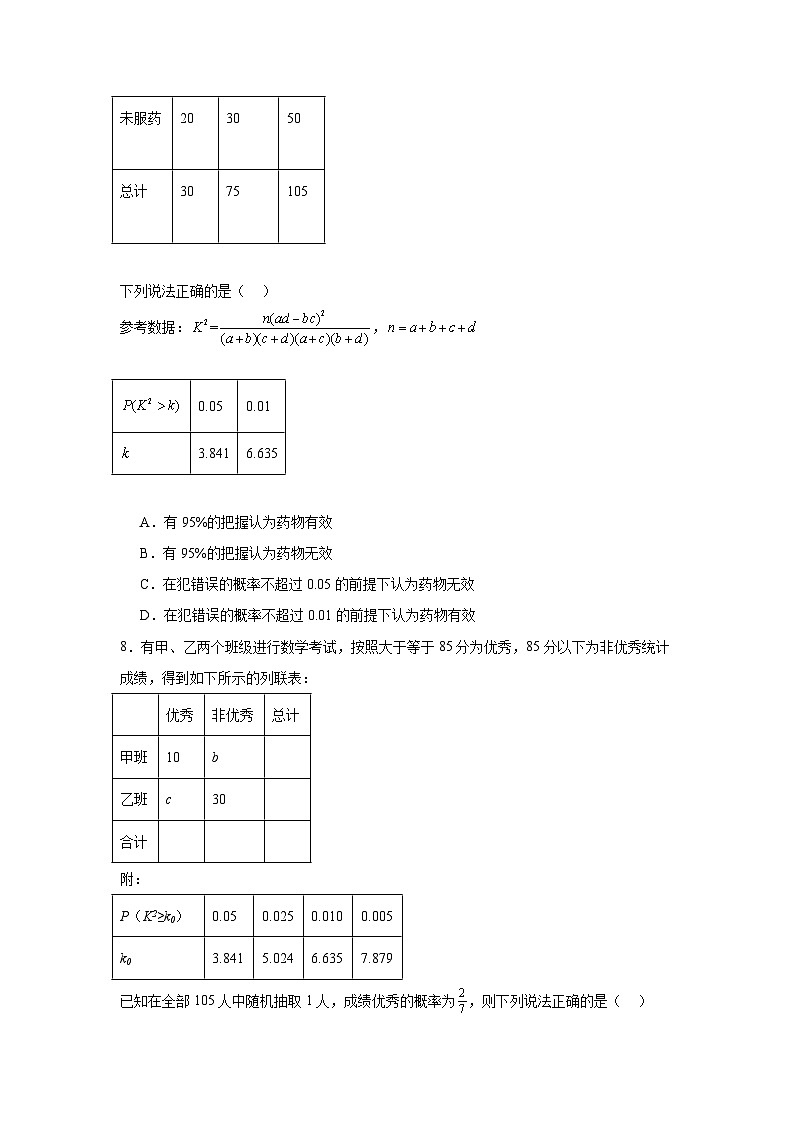 第九章统计章节练习卷2-2023-2024学年高二数学-(苏教版2019选择性必修第二册)03