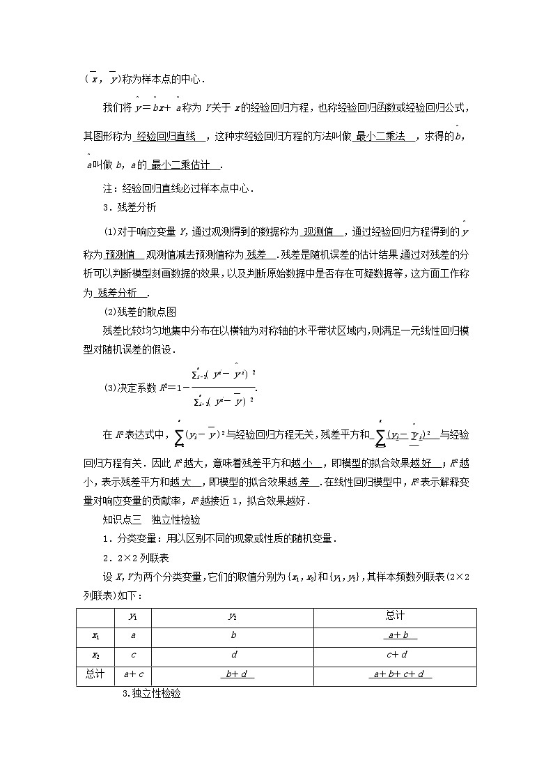 2025版高考数学一轮总复习知识梳理训练题第9章统计成对数据的统计分析第2讲成对数据的统计分析02