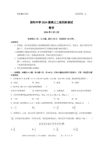 广东省深圳市深圳中学2024届高三二轮四阶测试数学试题