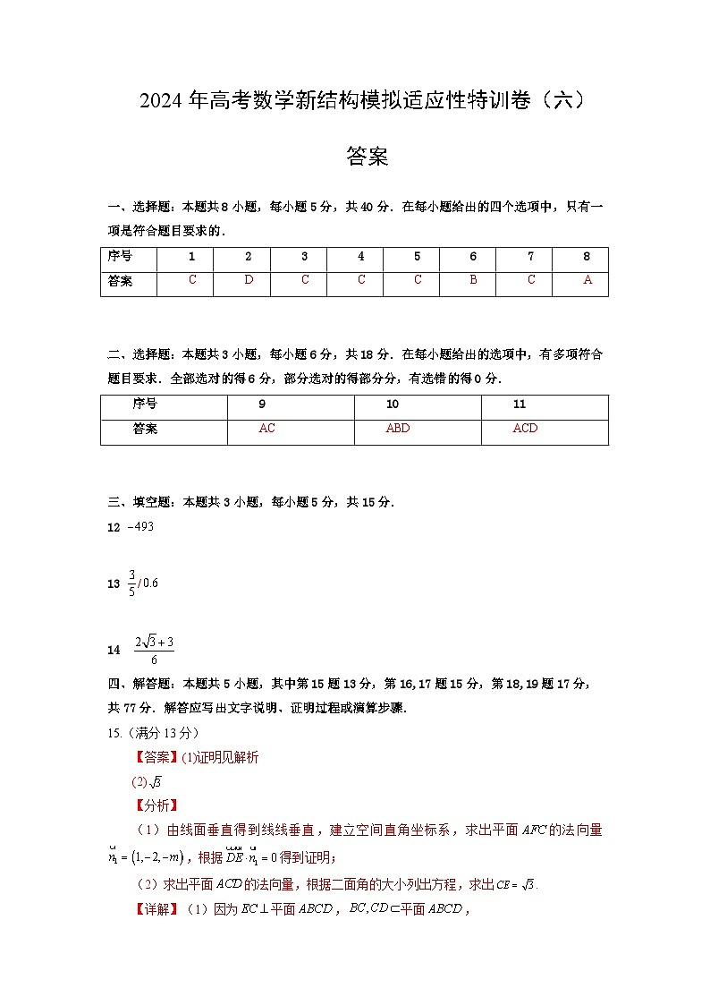 【三轮冲刺】2024年高考数学新结构模拟卷(六).zip01