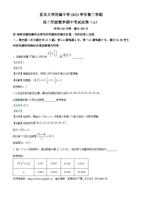 上海市复旦大学附属中学2023-2024学年高二下学期期中考试数学试卷A