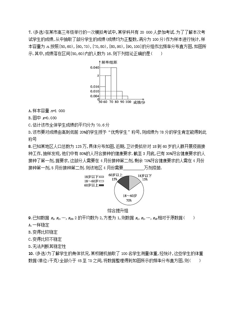 2025届高考数学一轮总复习第十章统计与成对数据的统计分析课时规范练57统计第3页