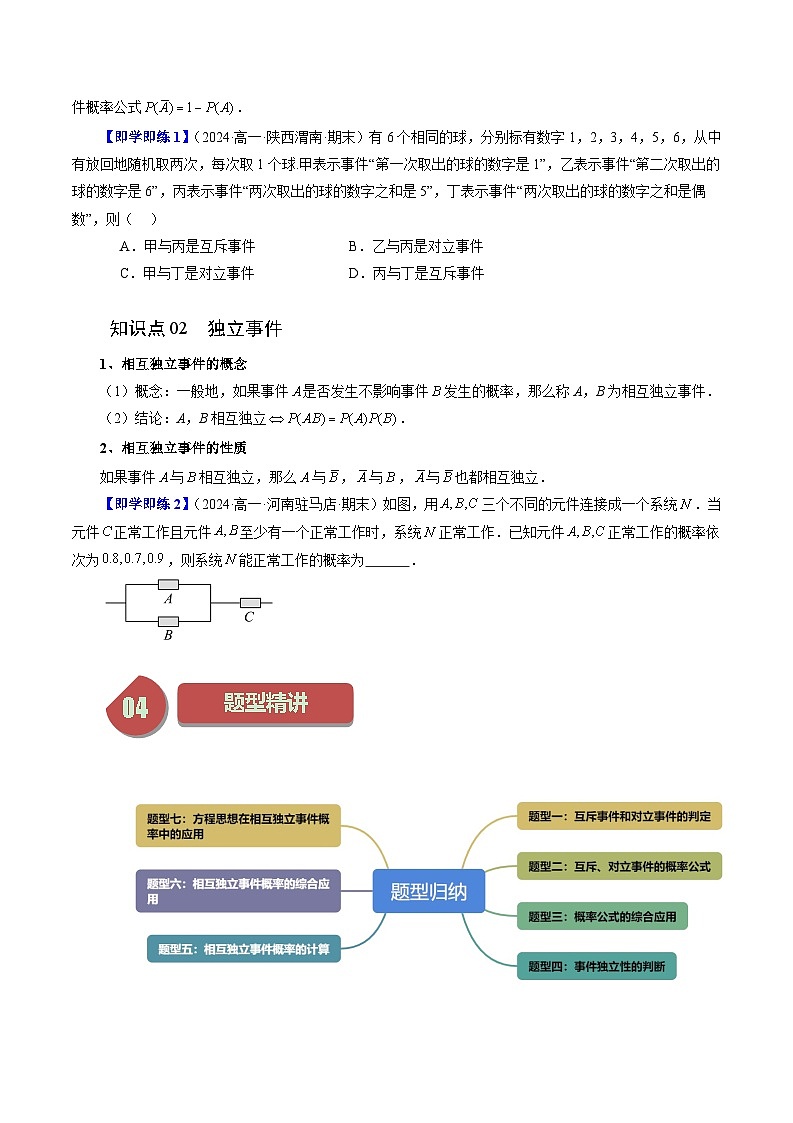2023-2024学年高一数学下册同步学与练(苏教版)-15.3 互斥事件和独立事件(七大题型)(原卷版)第2页