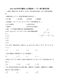 2023-2024学年安徽省A10联盟高一（下）期中数学试卷（含解析）