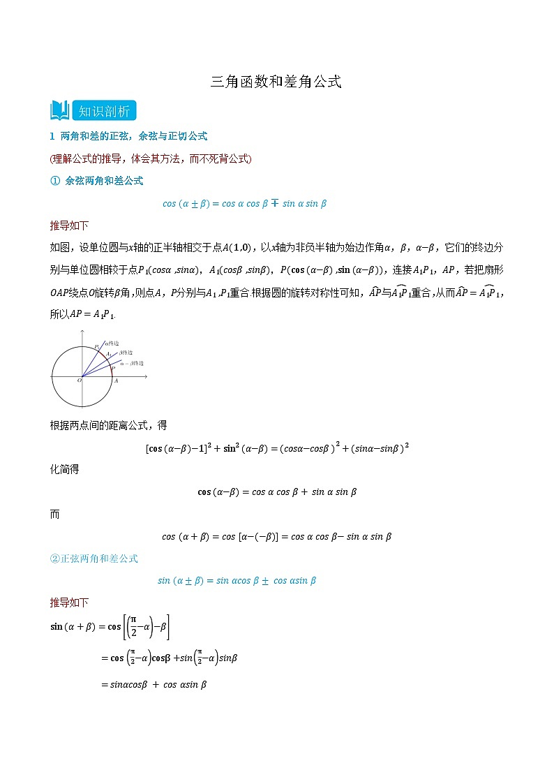 2024年高中数学(必修第一册)5.5三角函数和差角公式精品讲义(学生版+解析)第1页