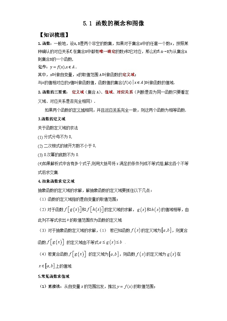 第08讲 函数的概念和图像(学生版)-数学同步讲义(苏教版必修一)第1页