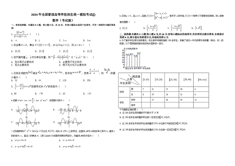 湖北省武汉市华中科技大学附属中学2024届高三下学期高三数学模拟四(学生版)第1页