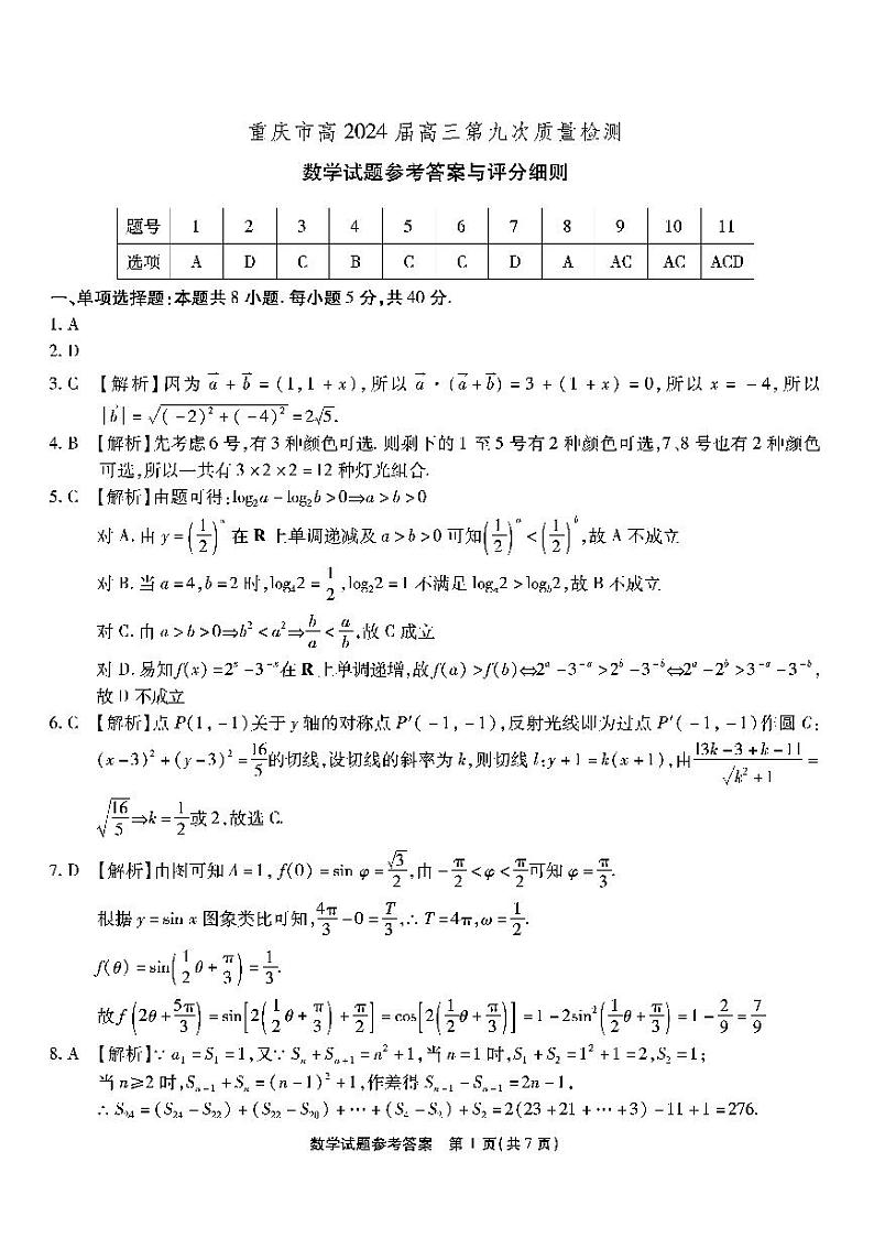 南开第九次联考-数学答案(2)第1页