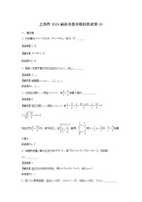 数学：上海市2024届高考模拟测试卷01（解析版）