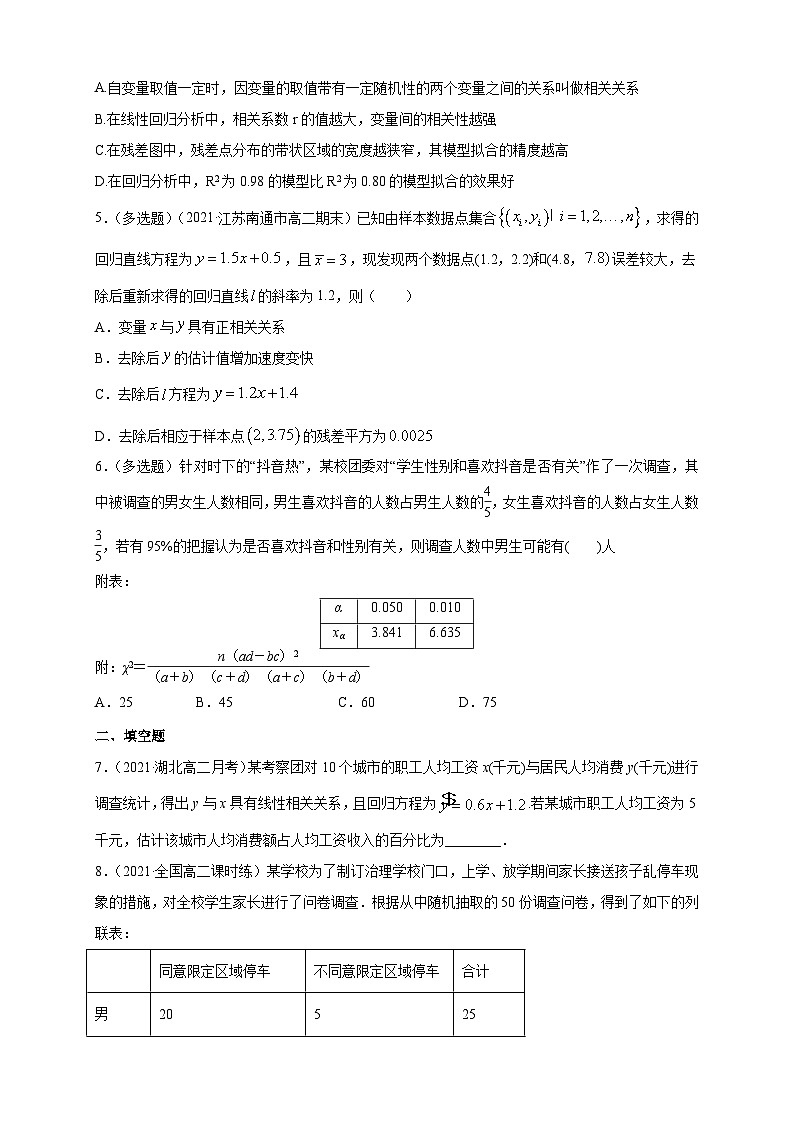 人教版高中数学选择性必修第三册第八章成对数据的统计分析B卷提高训练(含解析)第2页