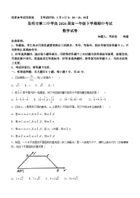 云南省昆明市第三中学2023-2024学年高一下学期期中考试数学试卷(无答案)