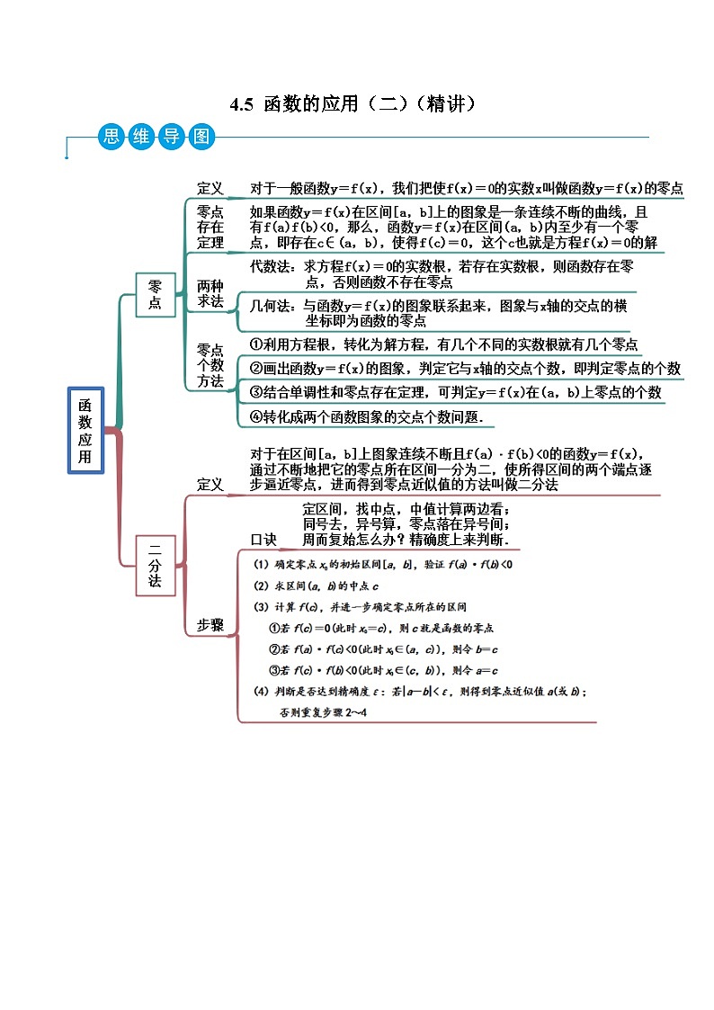 高一数学一隅三反系列(人教A版必修第一册)4.5函数的应用(二)(精讲)(原卷版+解析)01