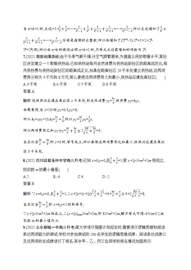 北师大版高考第一轮理科数学(适用于老高考旧教材)单元质检卷七 不等式、推理与证明第3页