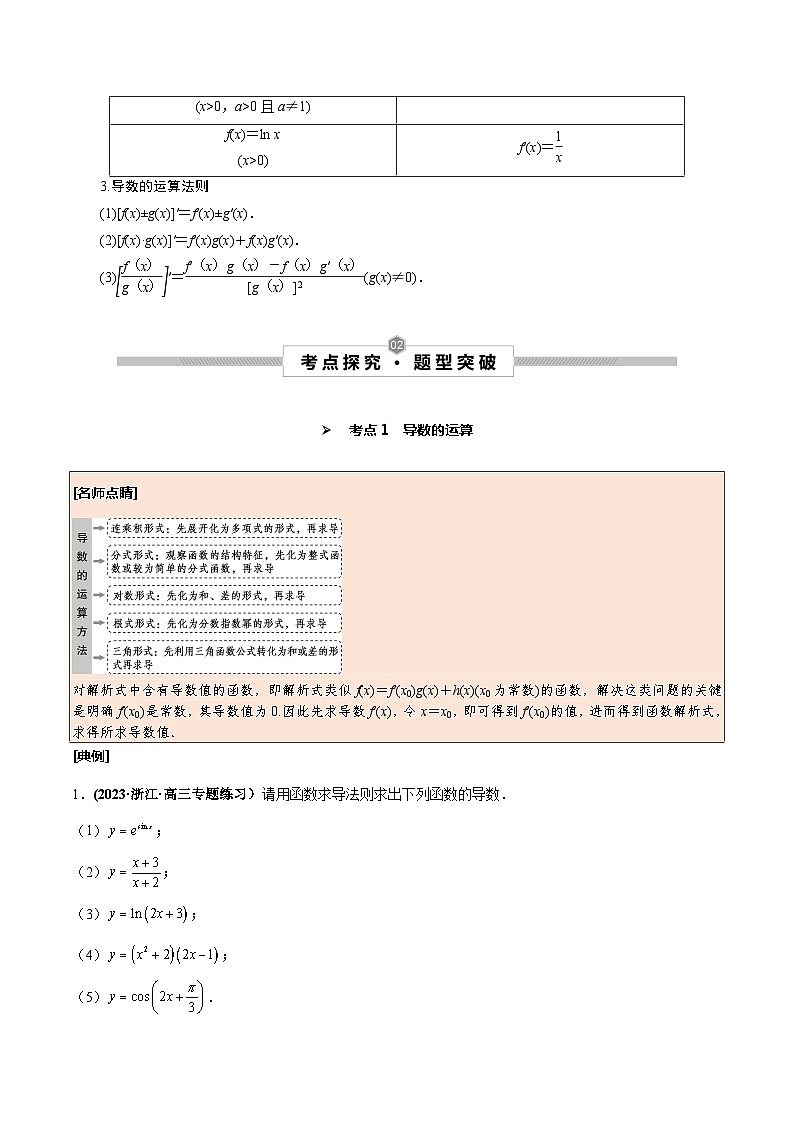 高考数学一轮复习考点探究与题型突破第16讲变化率与导数、导数的计算(原卷版+解析)第2页
