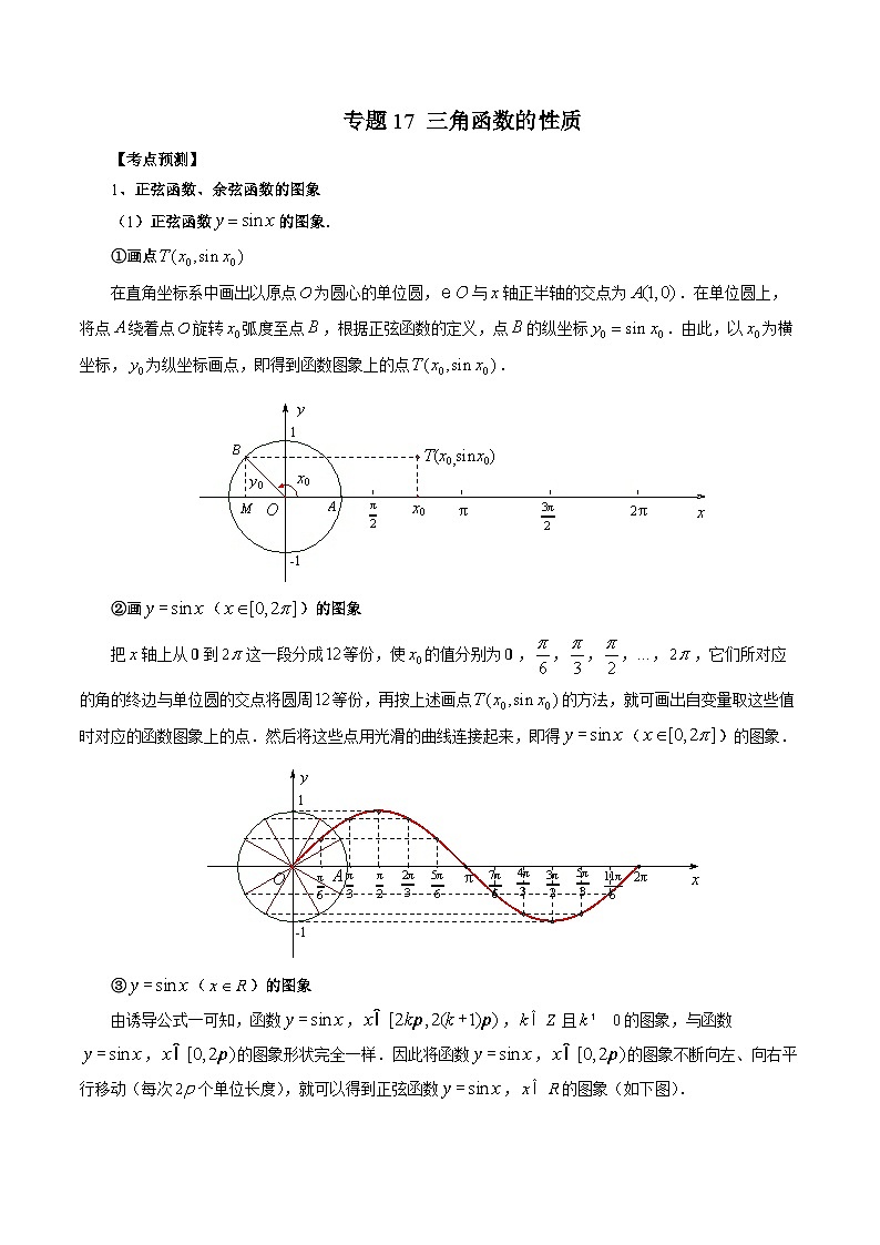 人教A版高一数学上学期期中期末必考题型归纳及过关测试专题17三角函数的性质(原卷版+解析)第1页