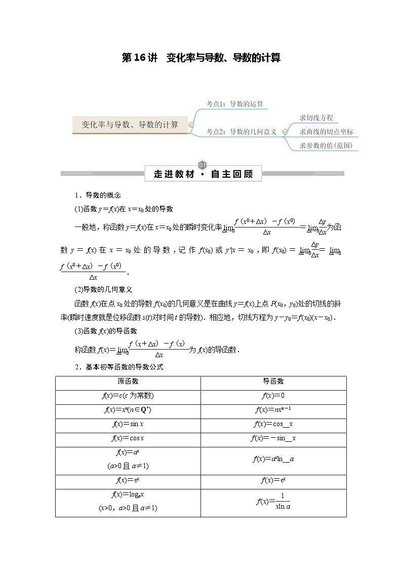 第16讲 变化率与导数、导数的计算(解析版)第1页