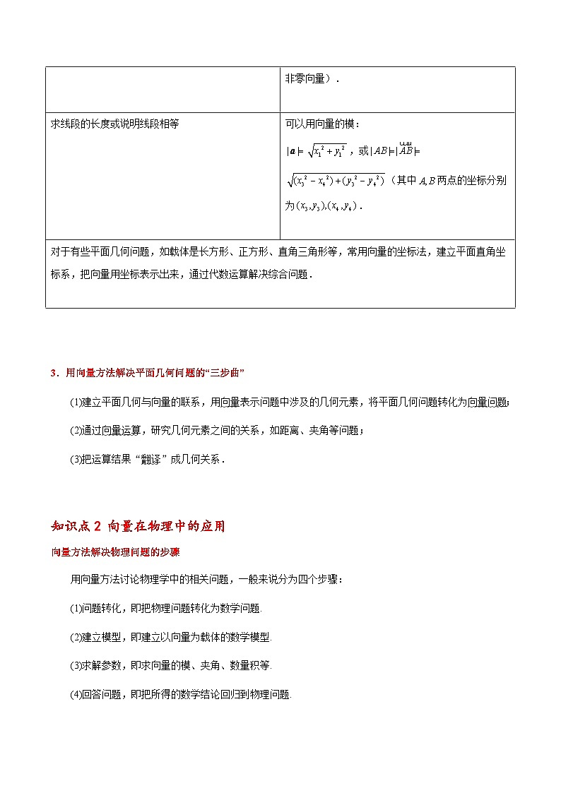高一數(shù)學(xué)下學(xué)期考點(diǎn)精講+精練(人教A版2019必修第二冊(cè))第10講平面向量的應(yīng)用(原卷版+解析)第2頁(yè)