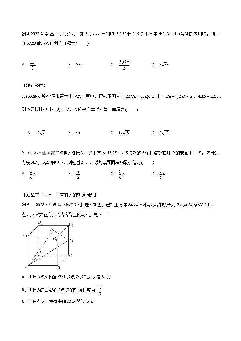 高考数学大一轮复习精讲精练(新高考地区)7.3空间几何体截面、轨迹问题(精讲)(原卷版+解析)03