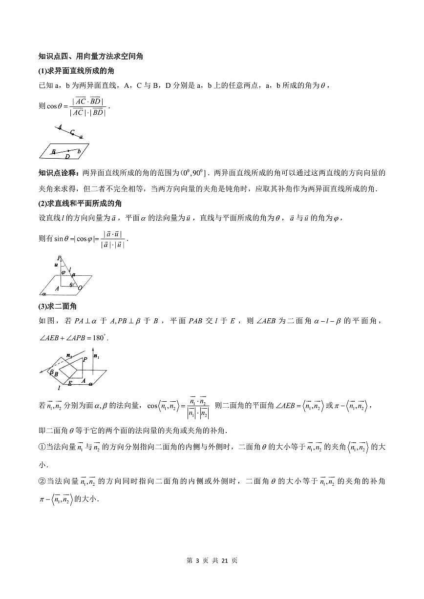 2024年高中數(shù)學(xué)新高二暑期培優(yōu)講義第06講 空間向量的應(yīng)用（教師版）第3頁