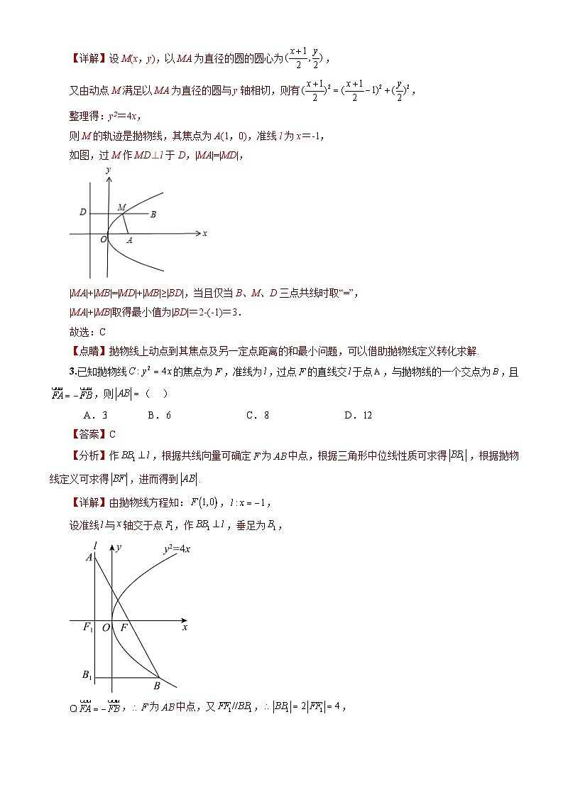 人教A版数学高二选择性必修第一册 3.3.2 抛物线的简单几何性质 第2课时 分层作业02