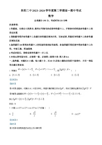 安徽省阜阳市第二中学2023-2024学年高一下学期期中考试数学试卷（Word版附解析）