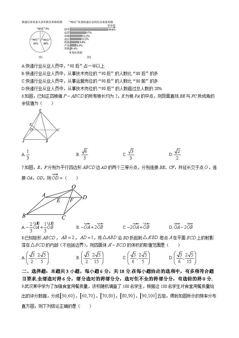 湖北省部分省级示范高中2023_2024学年高一下学期期末测试数学试卷(Word版附答案)02