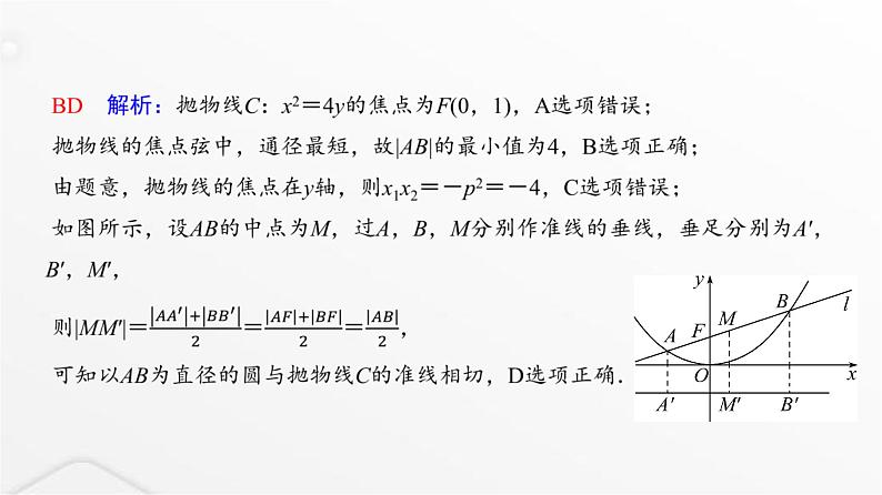 人教A版普通高中数学一轮复习第8章微专题抛物线二级结论的应用课件第7页