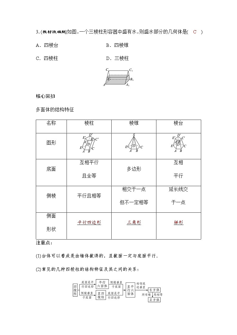 人教A版普通高中数学一轮复习第六章第一节空间几何体学案第2页