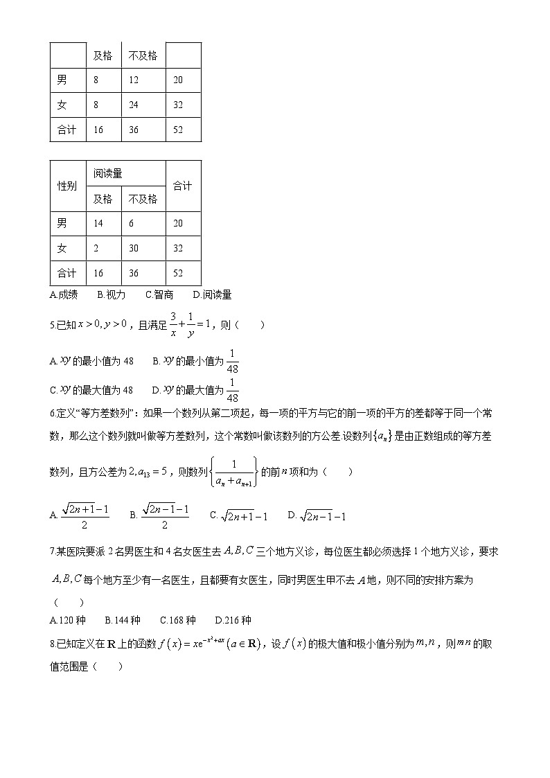 2024武汉江岸区高二下学期7月期末数学试题含答案02