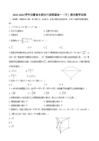 2023-2024学年安徽省合肥市六校联盟高一（下）期末数学试卷（含答案）