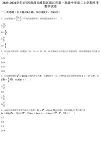 2023~2024学年1月河南商丘睢阳区商丘市第一高级中学高二上学期月考数学试卷（含答案与解析）