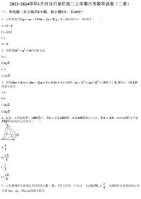 2023~2024学年1月河北石家庄高二上学期月考数学试卷（二南）（含答案与解析）