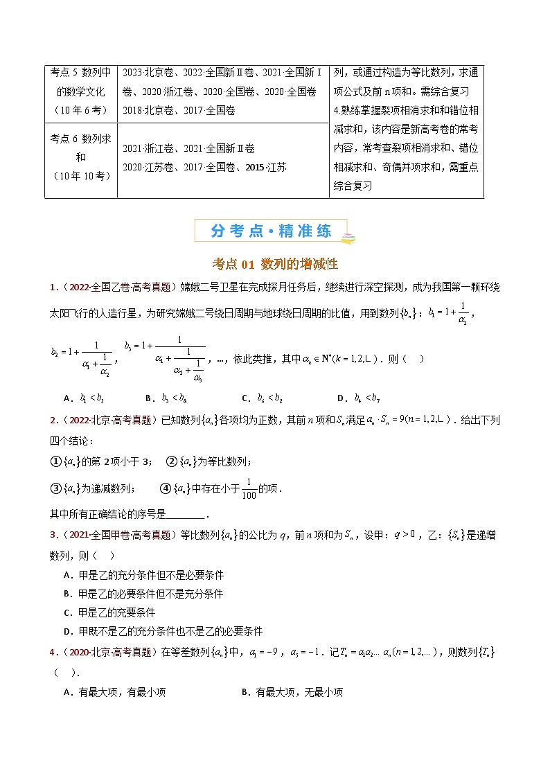 专题08 数列小题综合- 十年(2015-2024)高考真题数学分项汇编(全国通用)02