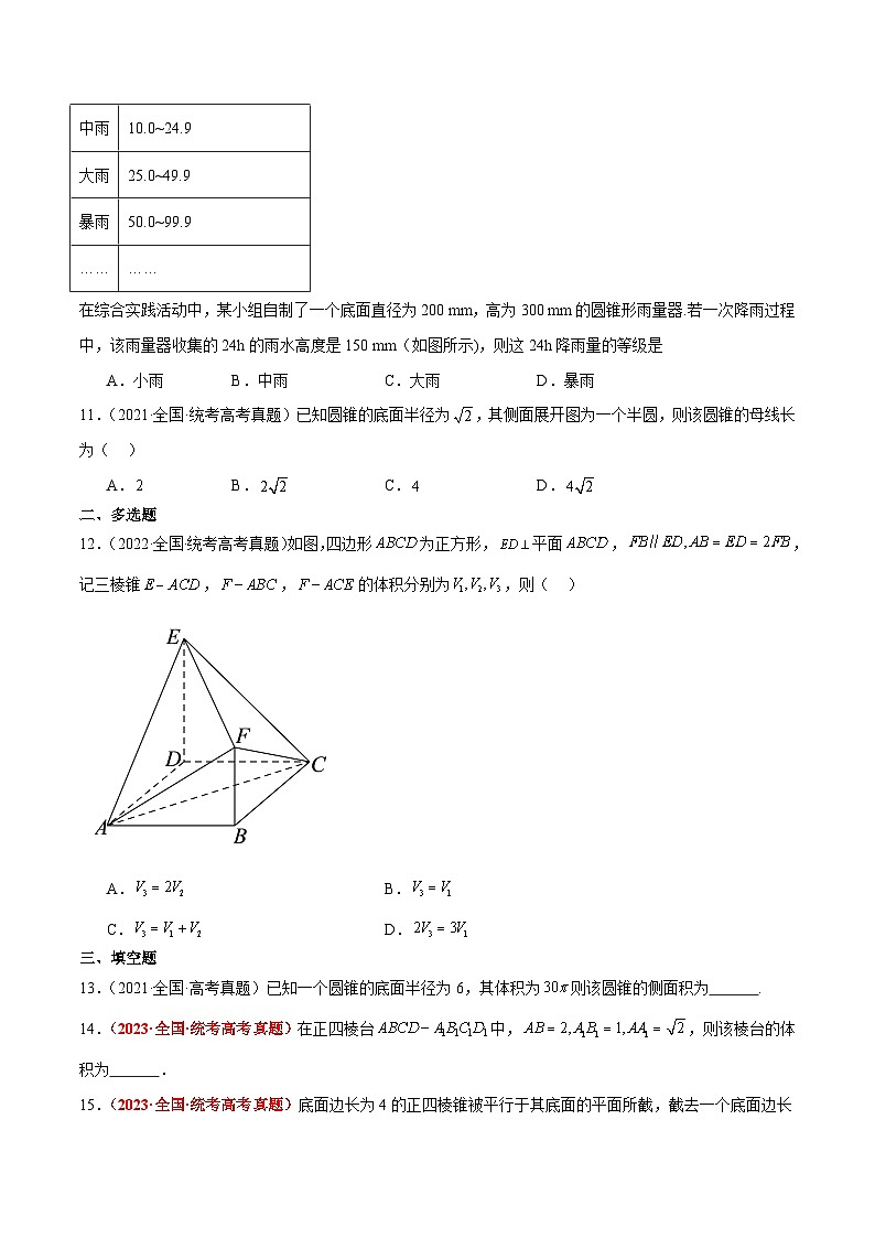 第31练 基本立体几何图形及几何体的表面积与体积(精练:基础+重难点)原卷版第3页