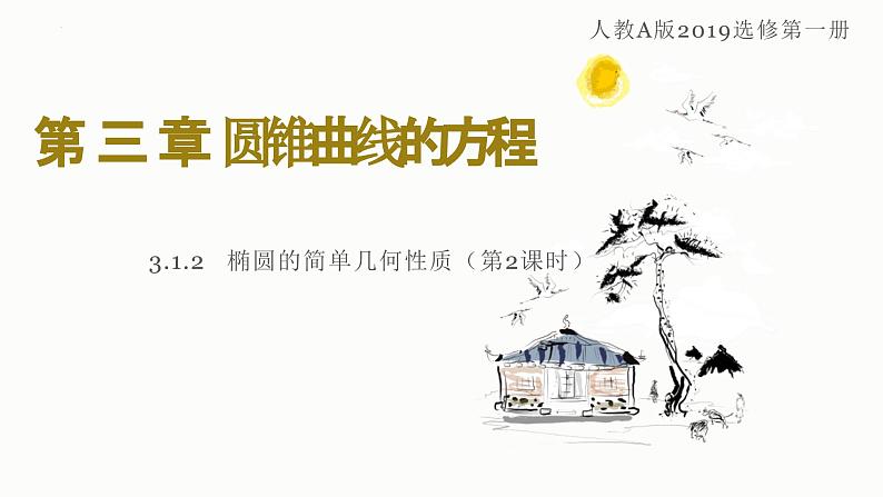 人教A版数学2019选择性必修第一册3-1-2椭圆的简单几何性质(第2课时)精品课件第1页